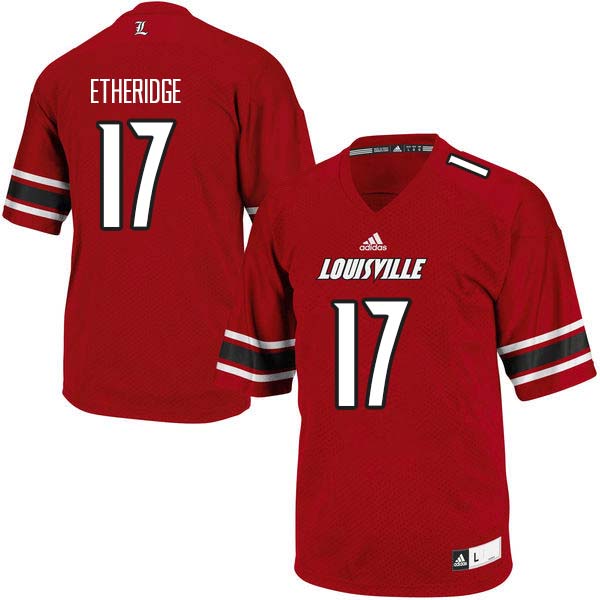 Men Louisville Cardinals #17 Dorian Etheridge College Football Jerseys Sale-Red - Click Image to Close